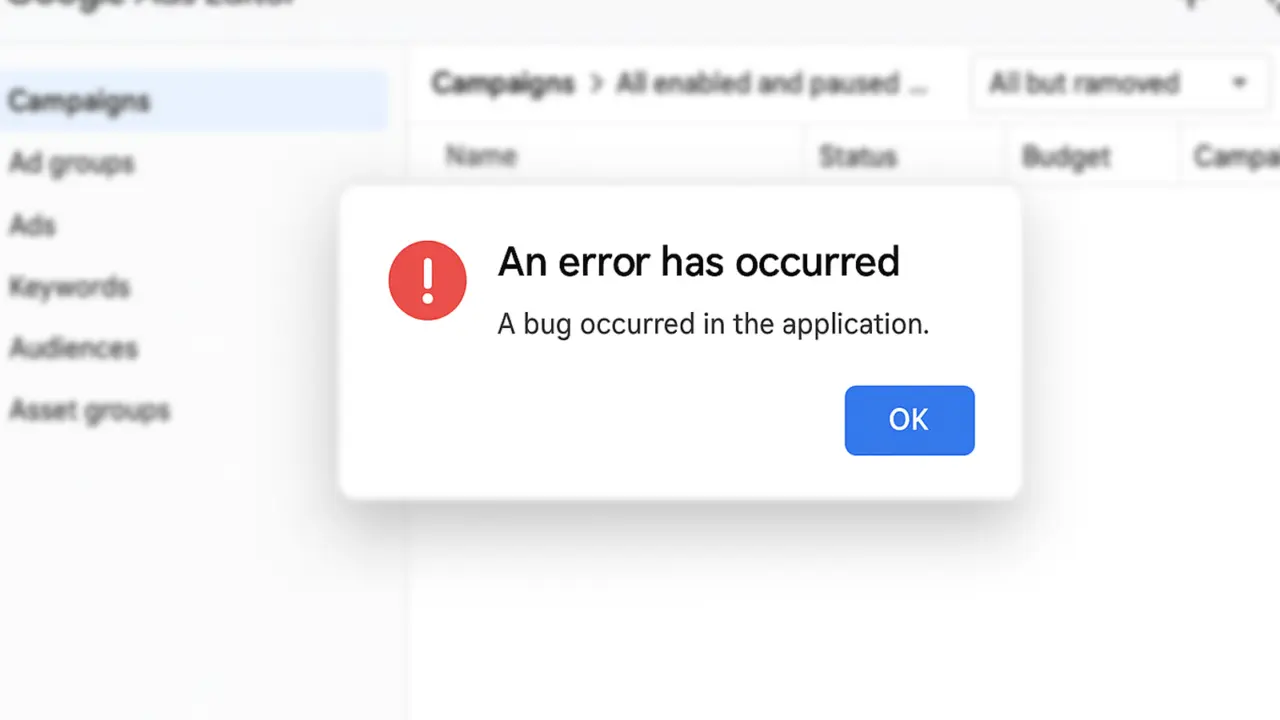 Google Ads Editor Bug